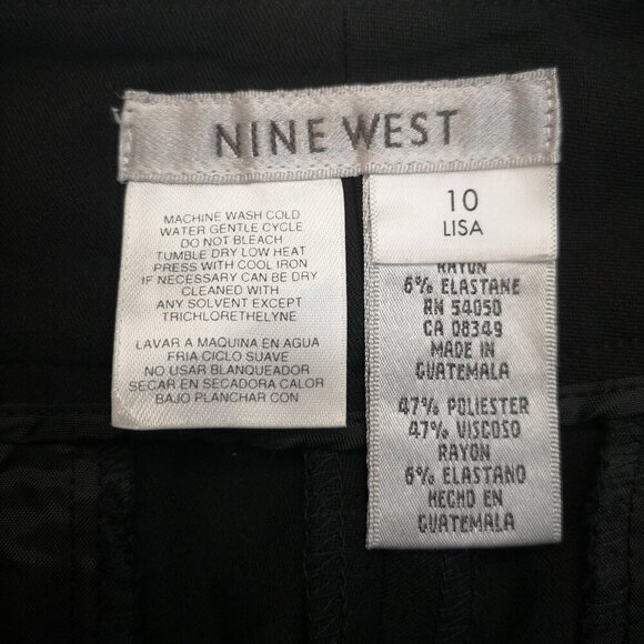 Nine West Ladies Size 10 Black Straight Leg Zipper & 2 Clasp Closure Dress Pants - Picture 3 of 14